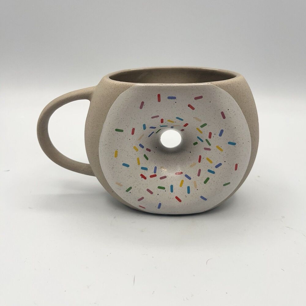 Urban Outfitters Stoneware Donut Shaped Coffee Mug with Multicolor Sprinkles